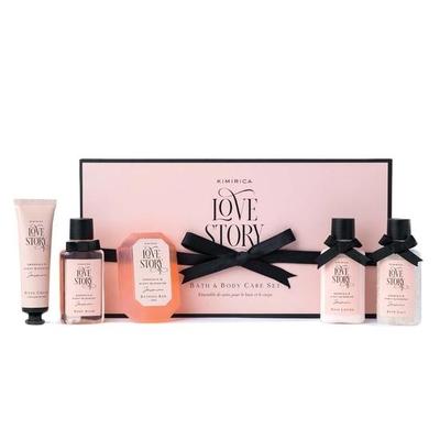 Kimirica Love Story Luxury Bath and Body Care, соль для ванны, гель для душа, лосьон для тела, мыло для ванны и крем для рук | Упаковка из 5 шт. | Для мужчин и женщин