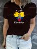 Эквадор Патриотический Принт Сердце Футболка с Круглым Вырезом Женская Повседневная Спортивная Футболка Все Сезоны Уличная Мода Уникальная Индивидуальность