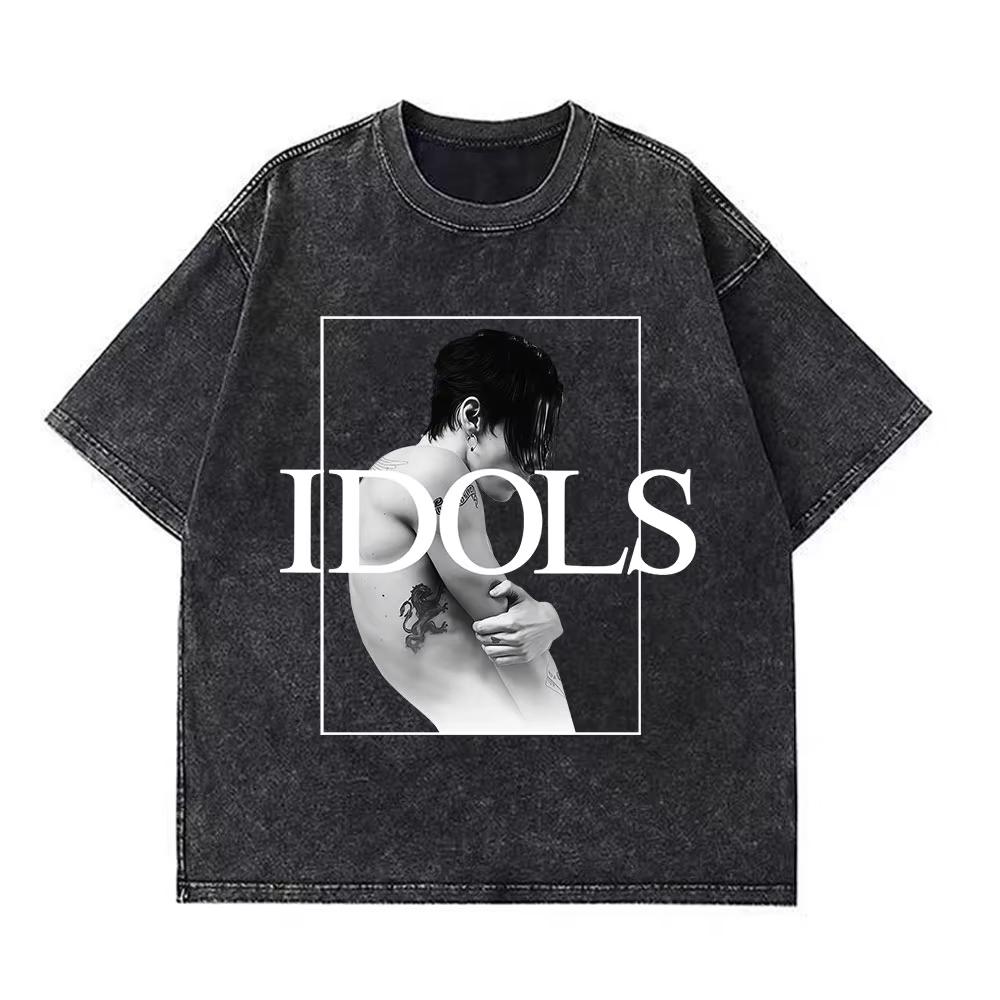 Yungblud IDOLS Мировой Тур Мерч Ретро Стирка Футболка Мужская Женская Хип-Хоп Рок Короткий Рукав Футболки Оверсайз Футболки