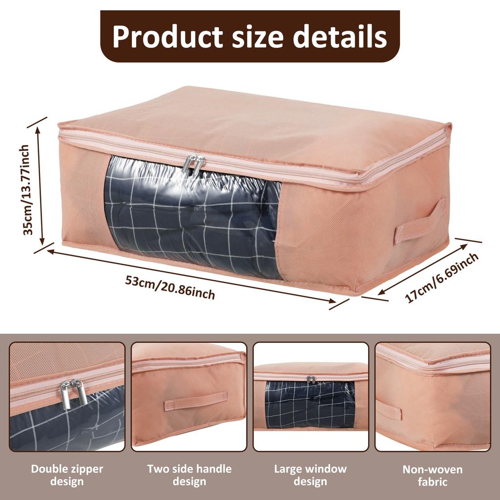 Складная сумка для хранения одежды Большая нетканая сумка-органайзер для одежды Сумка для подушек, одеял и пледов с видимым окном Домашний органайзер
