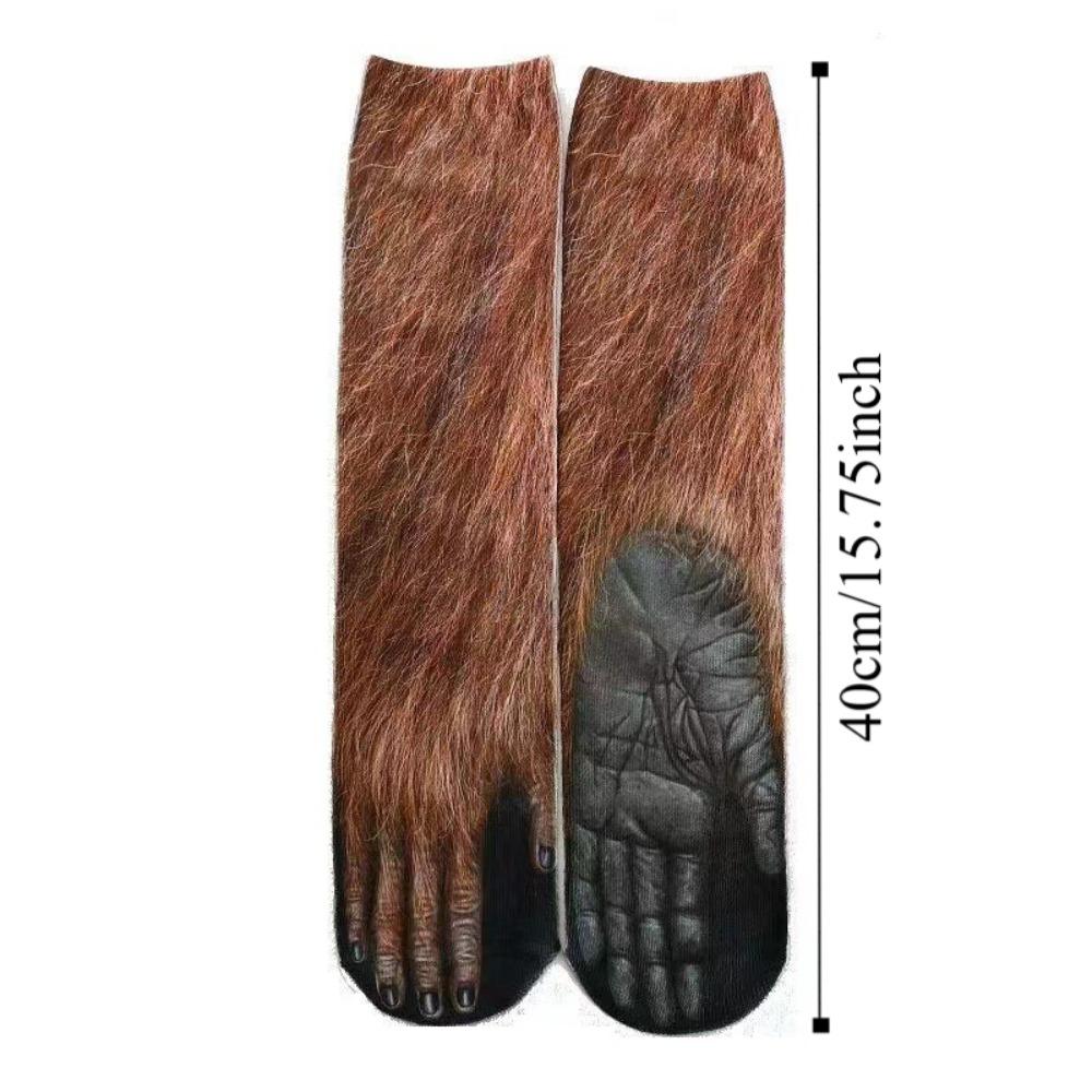 Унисекс Взрослые Носки до икры с кошачьей лапой, собачьей лапой, динозавром, тигром, утолщенные, теплые, модные, оригинальные