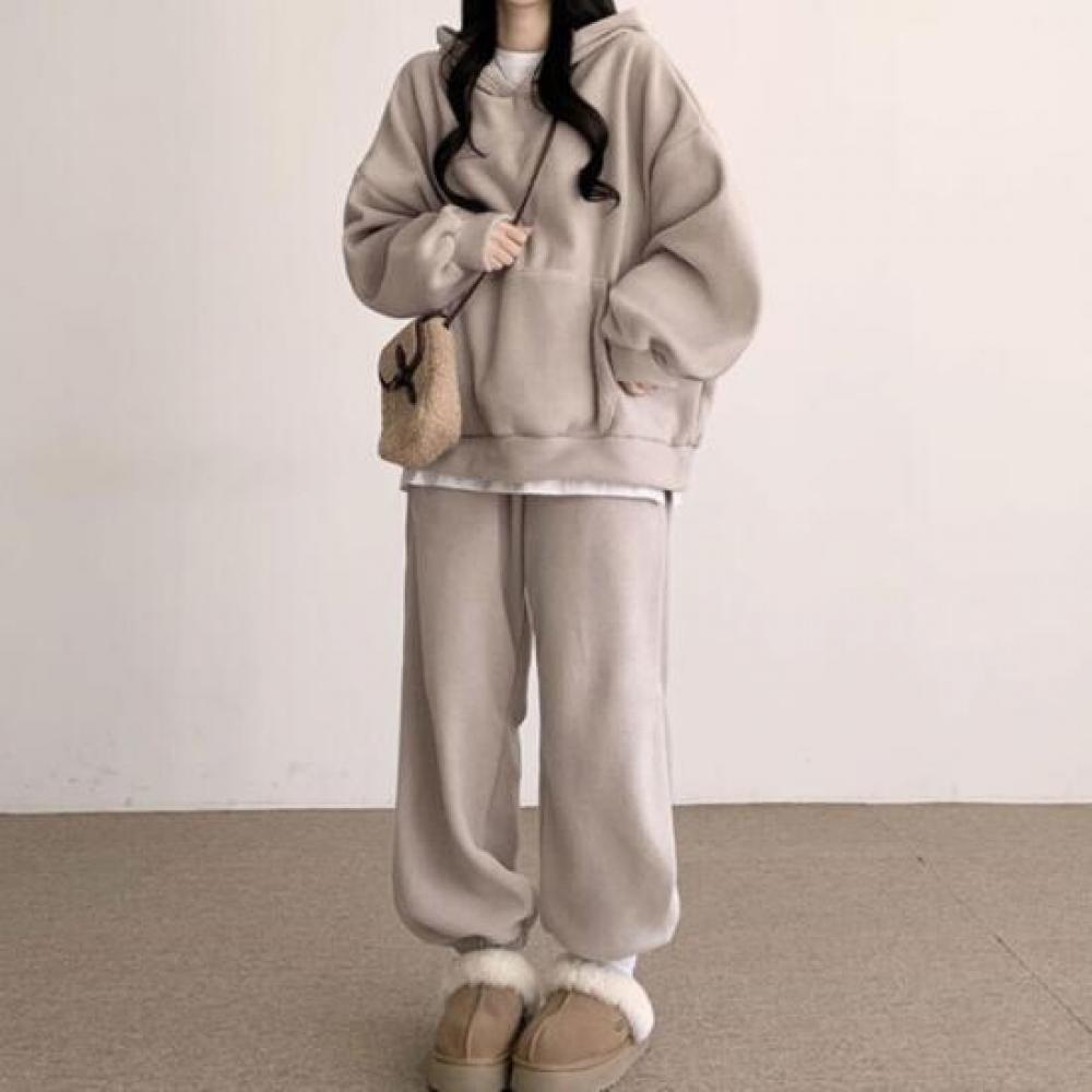 New Arrivals Open Run Women Soft Hoodie Round Neck Oversized Jogger Pants Set