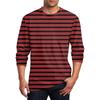 Spring and Autumn Round Neck 3D Printed Striped T-shirts Fashionable Casual Long Sleeved Men's T-shirts