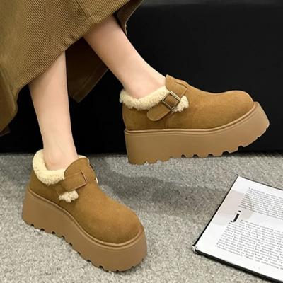 Модные зимние женские ботильоны 2025 года, новые, увеличивающие рост, на толстой подошве, Botas Mujer, повседневные, без застежек, теплые, плюшевые, женские, классические зимние ботинки