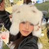 Y2K Winter New Style Fox Fur Bomber Hat with Thickened Earmuffs for Women Paternity Raccoon Ear Caps
