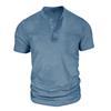 Мужская черная вымытая футболка-henley с коротким рукавом, нагрудным карманом, повседневная