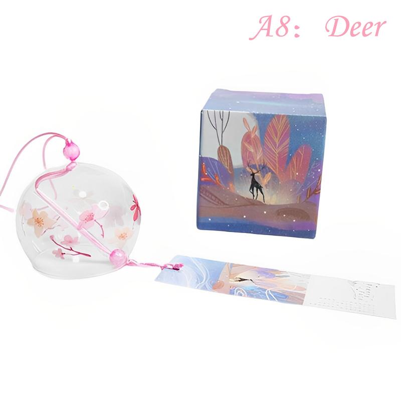Japanese Wind Bell Sakura Pattern Wind Chimes Handmade Glass Furin Home Decor