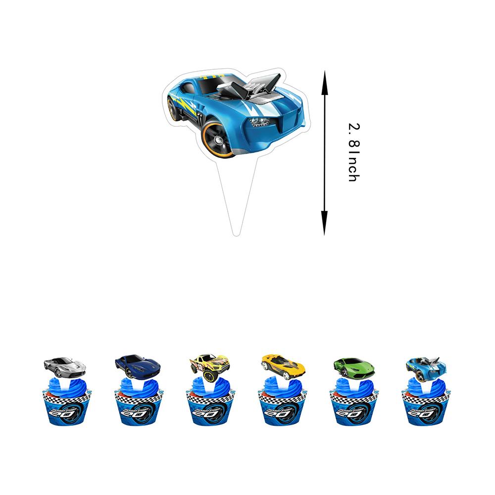 32pcs Hot Wheels Themed Party Supplies Included Banner, Cake Topper, Balloon