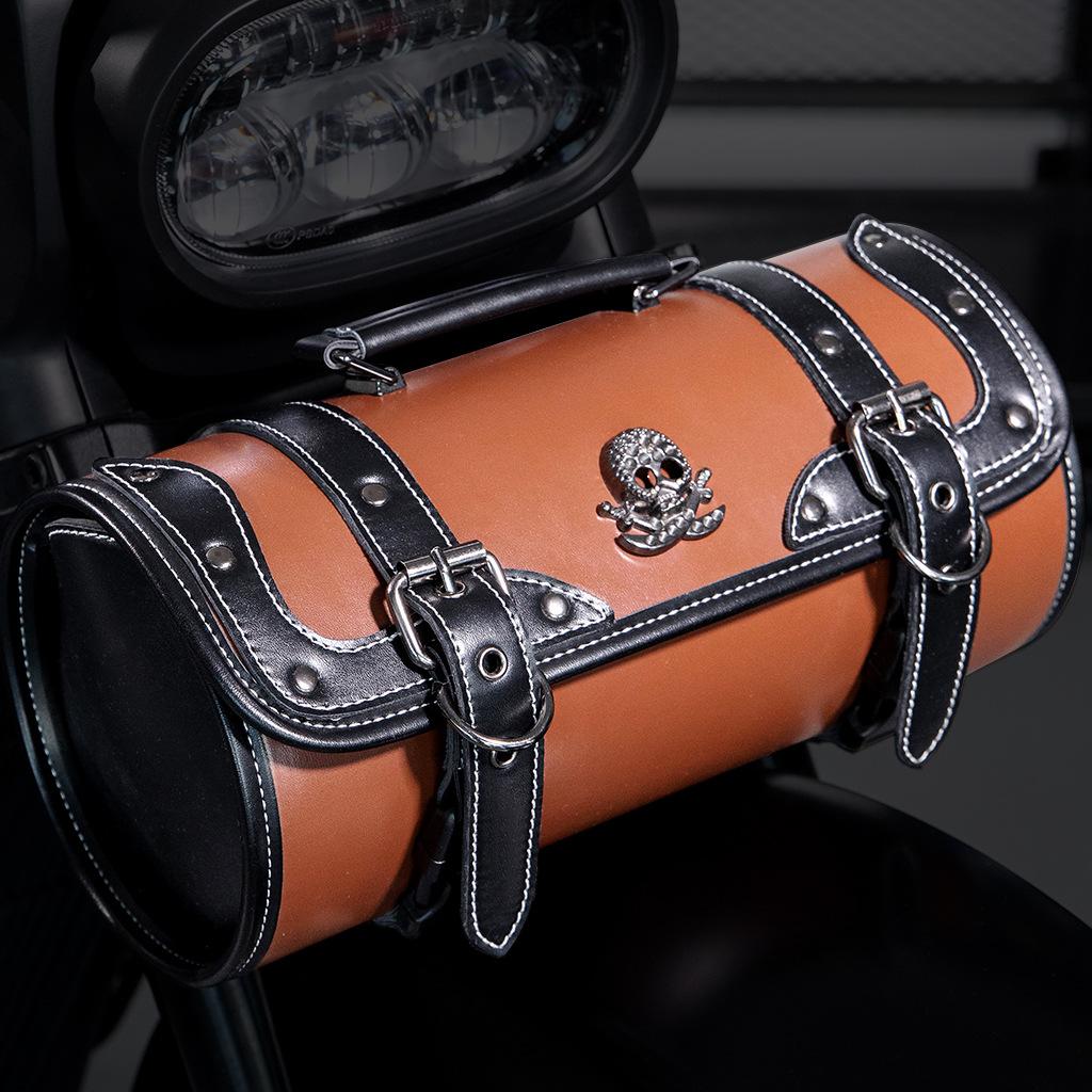 SHELKSBAG 2025 Новые Универсальные Мотоциклетные Седельные Сумки Байкерские Панк Ретро Кожа PU Инструментальная Сумка на Переднюю Вилку Ежедневное Хранение Подвесная Сумка