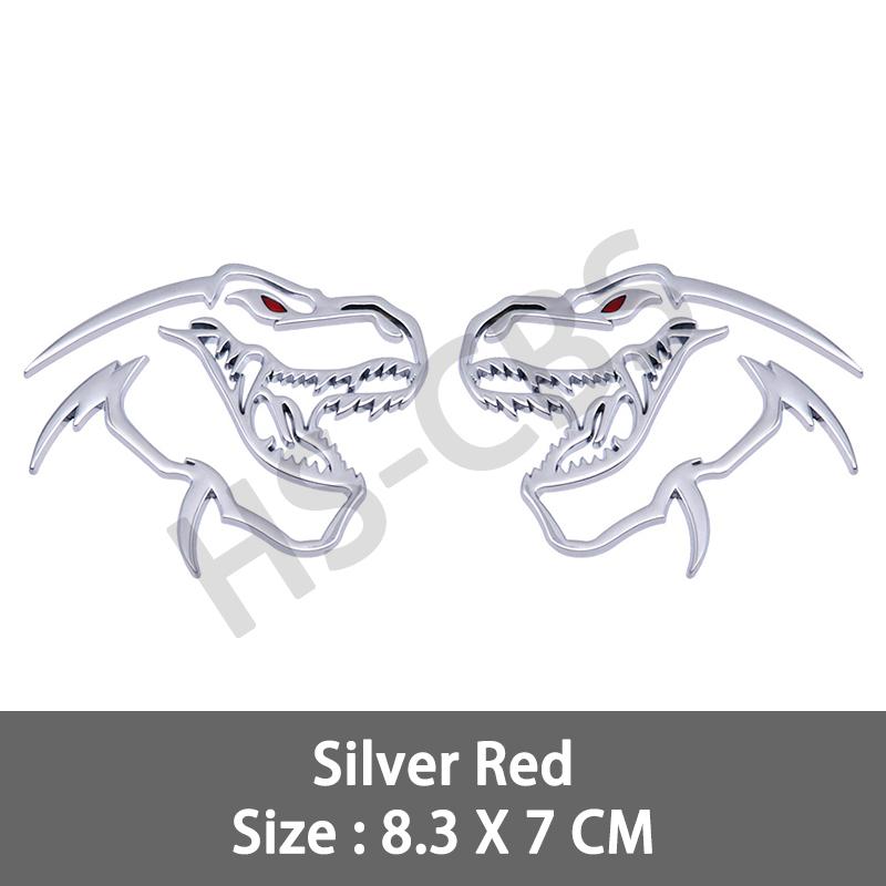2Pcs Metal Hollow Style Tyrannosaurus Rex Totem Badge Dinosaur Head Emblem Stickers For TRX Raptor Accessories
