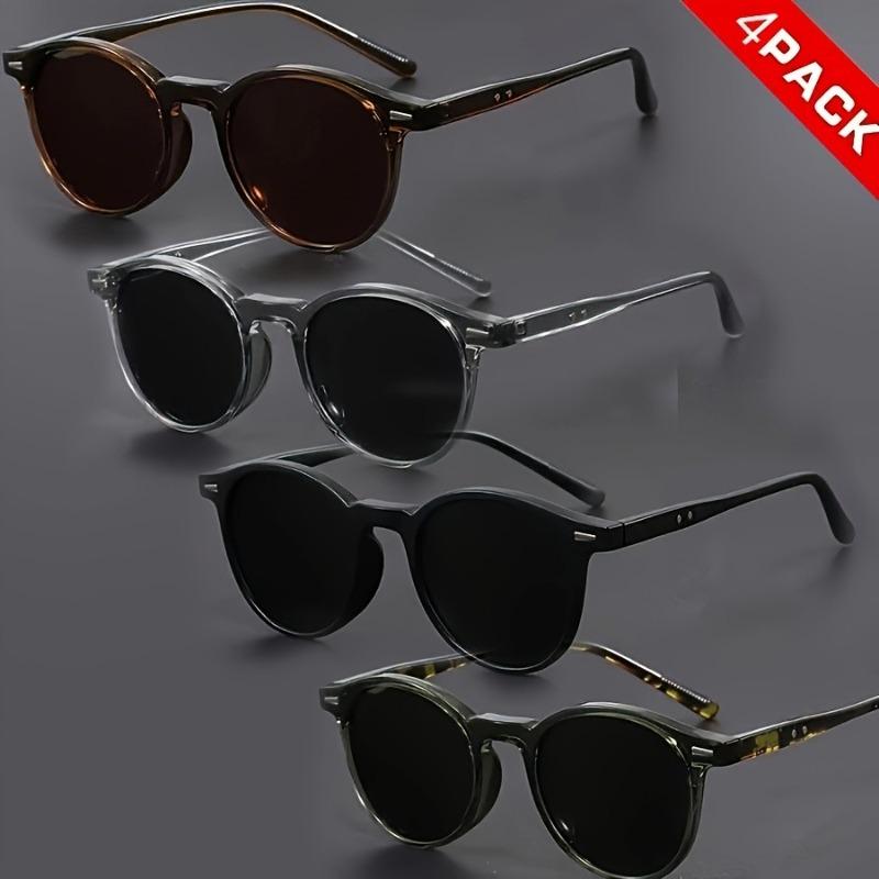 Набор из 4 модных очков с круглой оправой, подходящих как для мужчин, так и для женщин. Идеальный подарок для вечеринок, музыкальных фестивалей.
