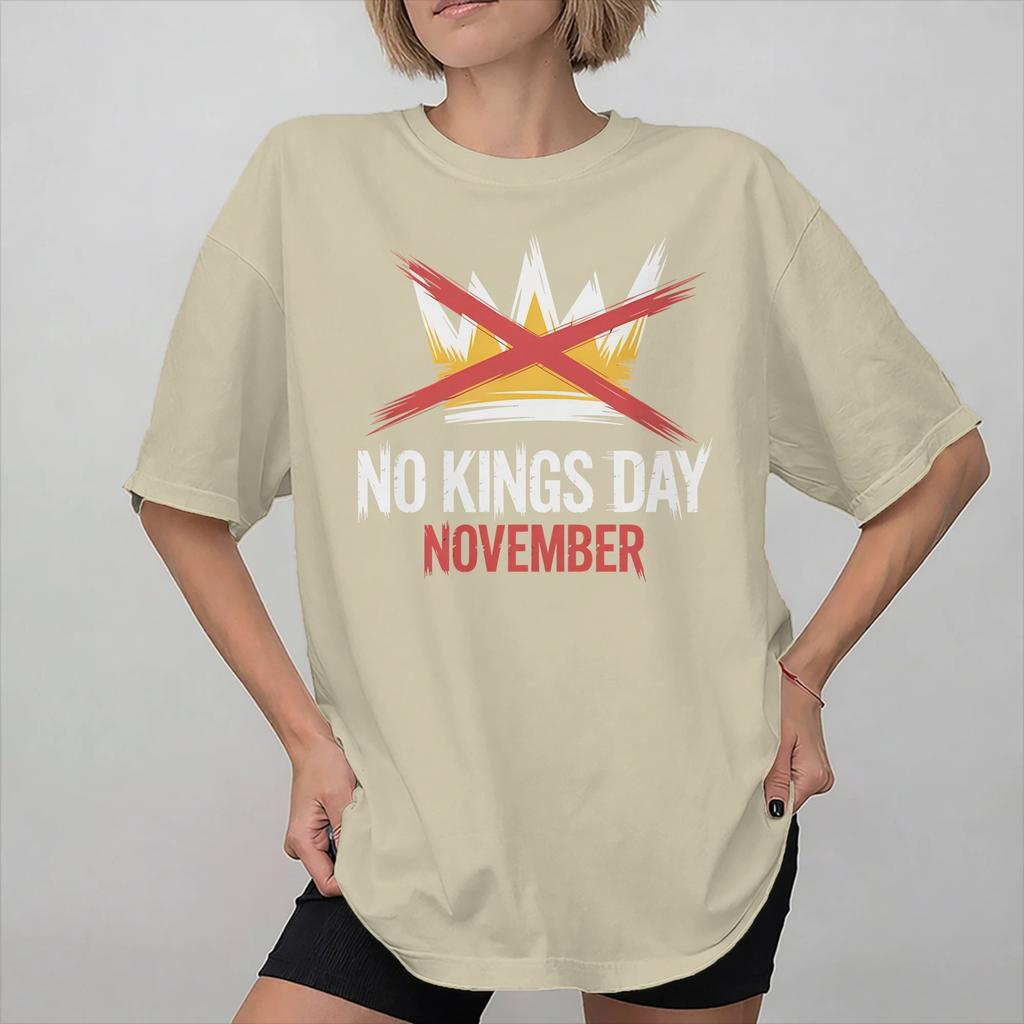 No Kings In America Graphic Printed T Shirts Unisex Women  Cotton  Tee Shirt Clothing