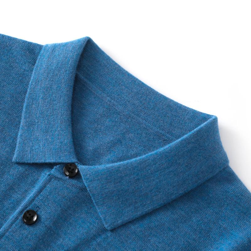 Мужской камвольный свитер с воротником-поло Qinghe, кашемир, 50% тутовый шелк, 50% шерсть, мужской осенне-зимний кашемир, мягкий и теплый