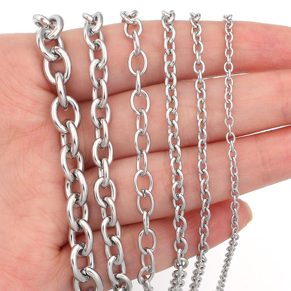 5yards/lot 3 4 5 6 mm Stainless Steel O Link Chain Bulk Women Men's Chain Necklace Bulk Link Chains for Necklace Jewelry Making