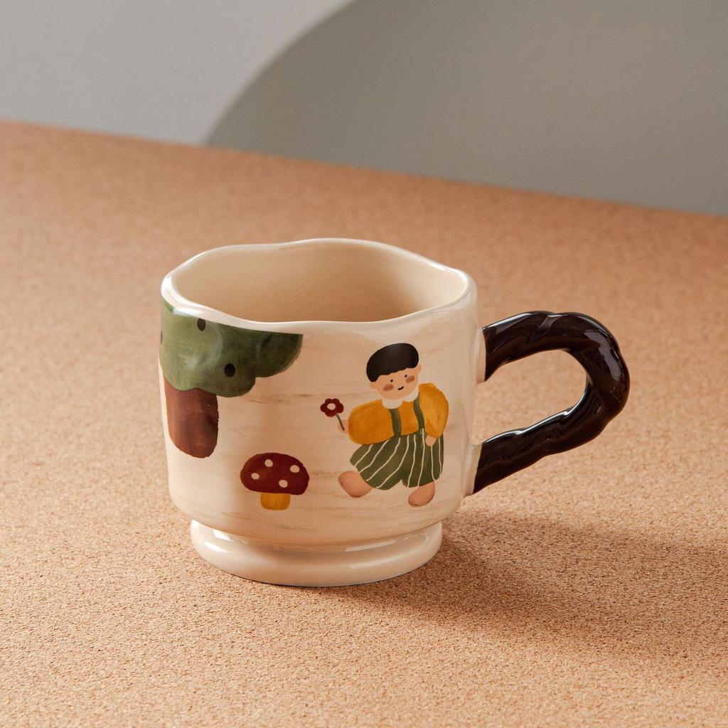 Ретро Милые Мальчики И Девочки Керамическая Домашняя Питьевая Вода Молоко Завтрак Мультфильм Чашка Творческий Высокая Ценность