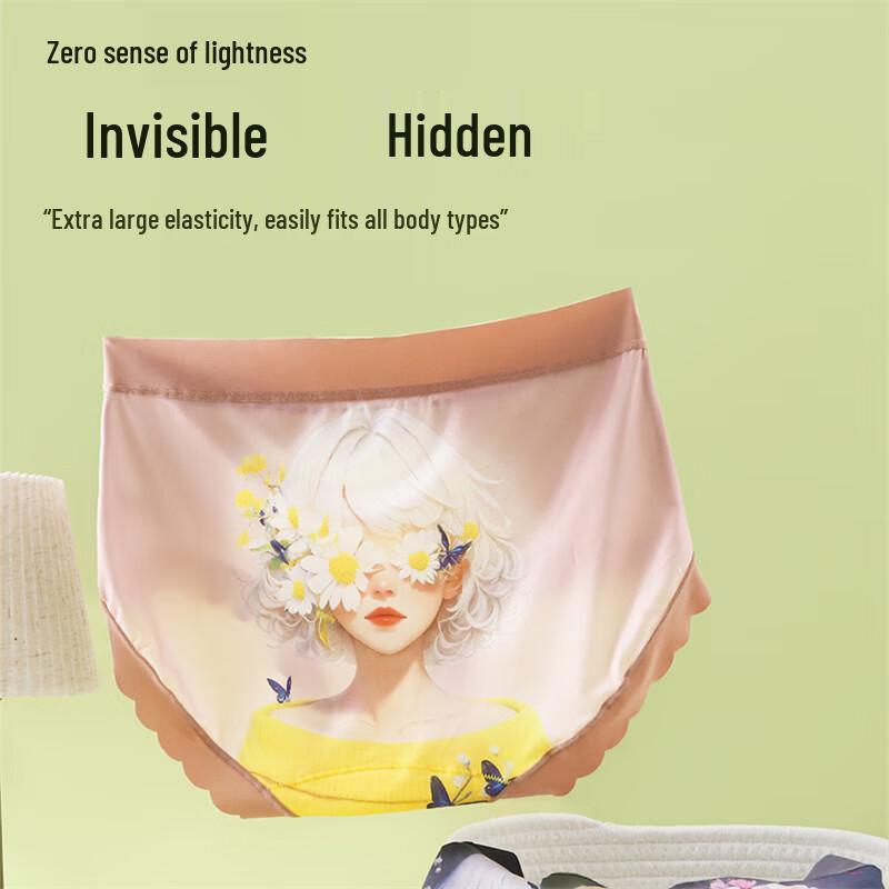 Ruizifen Women's Seamless Cartoon Briefs 3-Pack