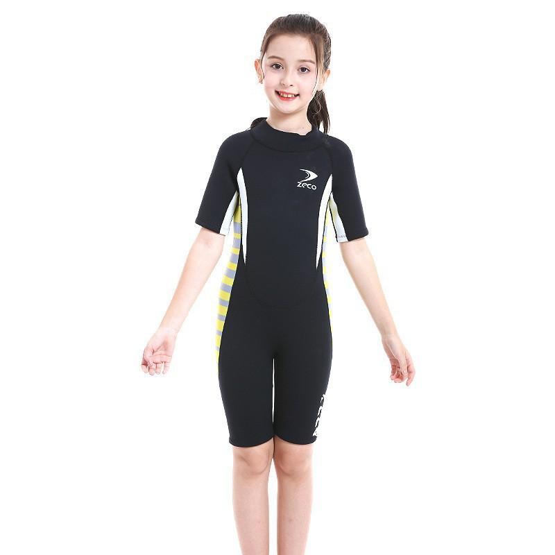 2.5mm Neoprene Kids Full Wetsuit Short Sleeve Snorkeling Diving Swimming Warm UV Protection Unisex Child