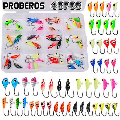Светящийся набор крючков с джиг-головкой - Микроджиг и подледная рыбалка, 48 шт.