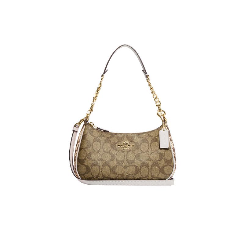 Coach Teri 24 Сумка-кроссбоди на молнии с многофункциональным карманом, двойным слотом для карт, из синтетической кожи и натуральной кожи, ручная, на плечо, средняя CC323-IMLOT