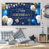 Navy Blue Birthday Confetti Balloons Kit Set 50 Pieces Photography Backdrop Banner Package for Boys Girls Men Women Birthday Party Decorations