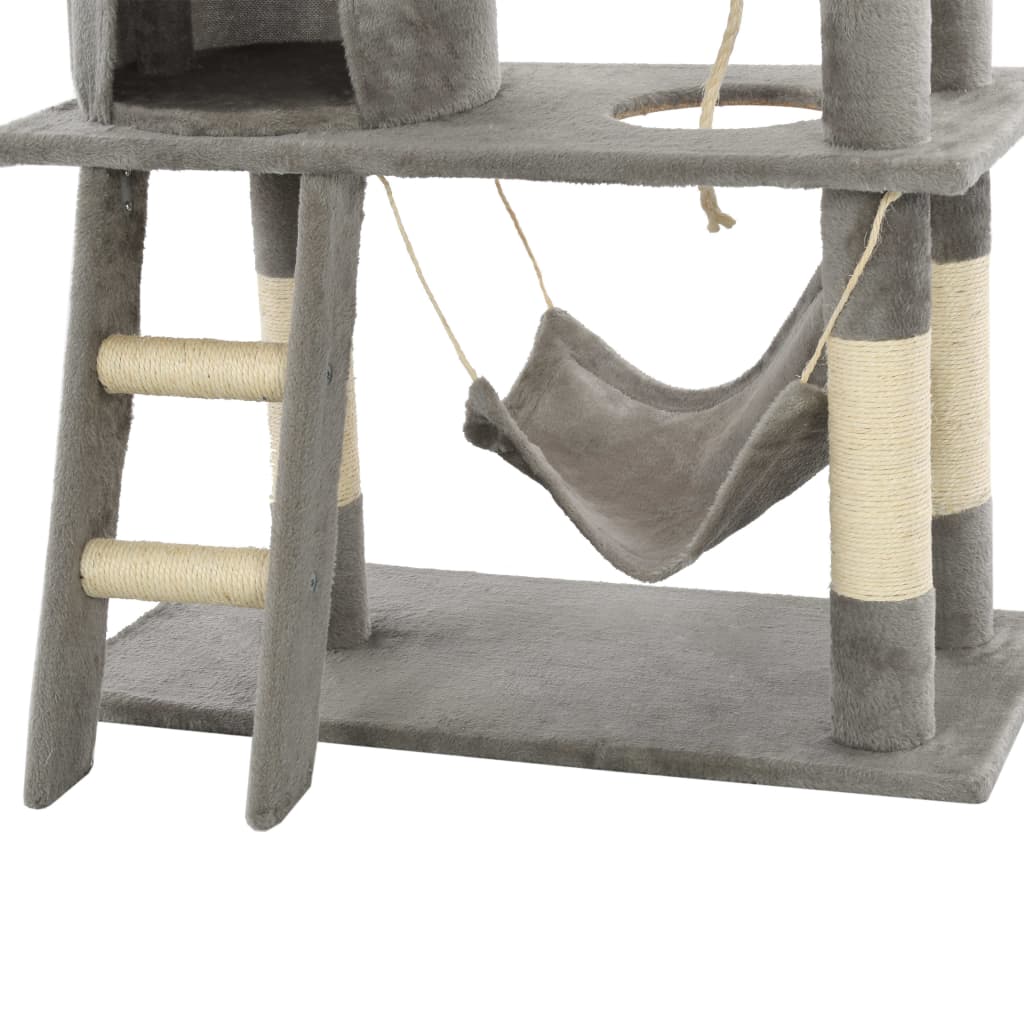 Cat Tree with Sisal Scratching Posts 140 cm Gray