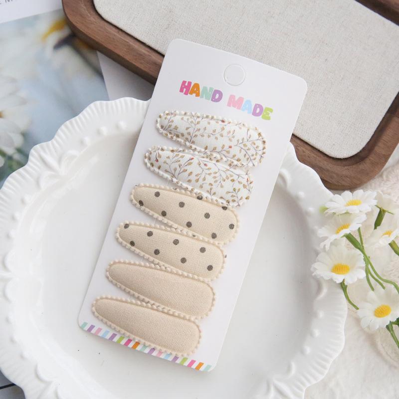 6 шт./набор Милый цветочный хлопковый набор заколок для волос Клетчатые тканевые банты для девочек, младенцев, детей Аксессуары для волос Завершающие челку Детские головные уборы