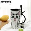 Креативная милая мультяшная керамическая чашка, кружка для кофе с молоком, индивидуальные чашки для питья большой емкости для пар с ложкой.