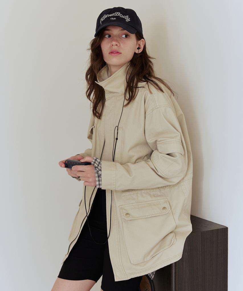AFTERHOURS Washed Cotton Utility Jacket (Beige)