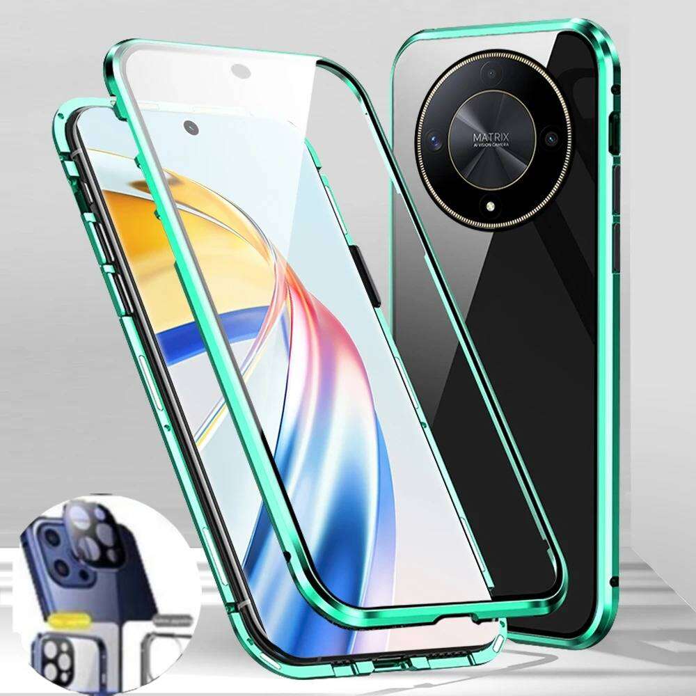 Магнитный чехол для Huawei Honor X9d X9c X9b X9a 5G с металлической рамкой, двухсторонним закаленным стеклом, полной защитой объектива, бамперами для телефона