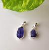 Natural Raw Tanzanite Gemstone 925 Sterling Silver Single Pendant, Gift Pendant
