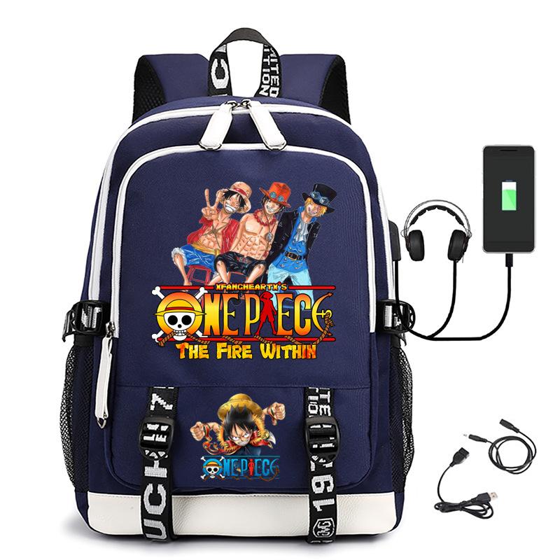 Хит продаж Рюкзак ONE PIECE Луффи с USB-зарядкой, большая вместимость