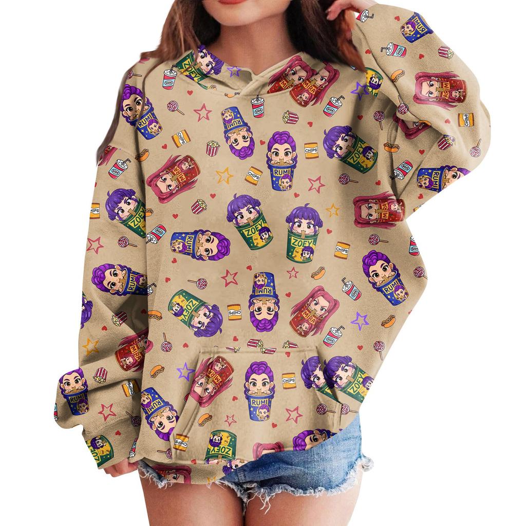 Sweatshirts For Teen Girls Hoodies Long Sleeve Drawstring Pullover Cute Printed Hoodie Top