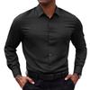 Men's Solid Color Non-Iron Long Sleeve Stretch Dress Shirt, Silky Smooth Skin-Friendly Easy Care Formal Menswear Button-up Shirt