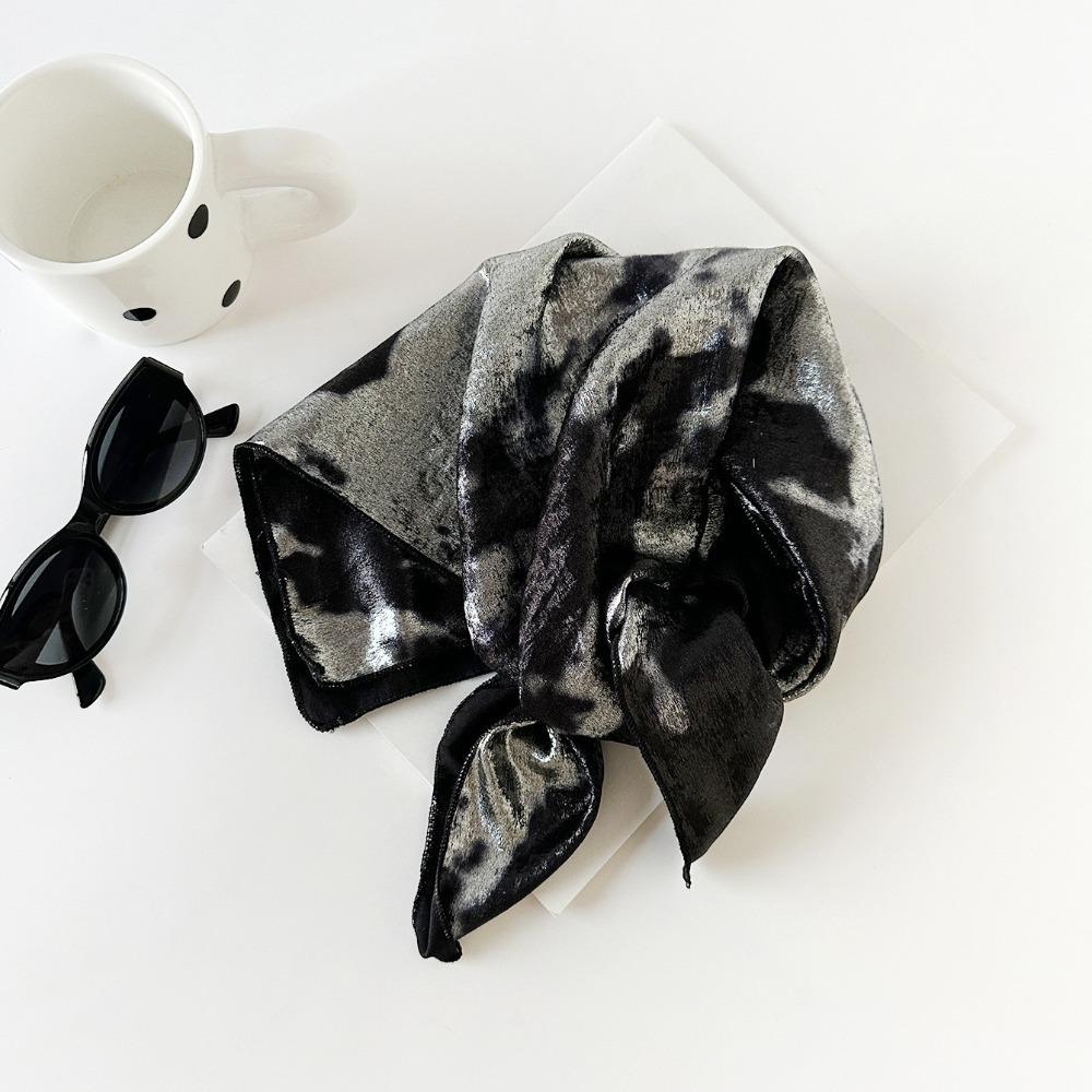 Y2K Liquid Silver Hair Scarf Soft Wrap Punk Bandana Turban Accessories Laser Color Hair Band Girls