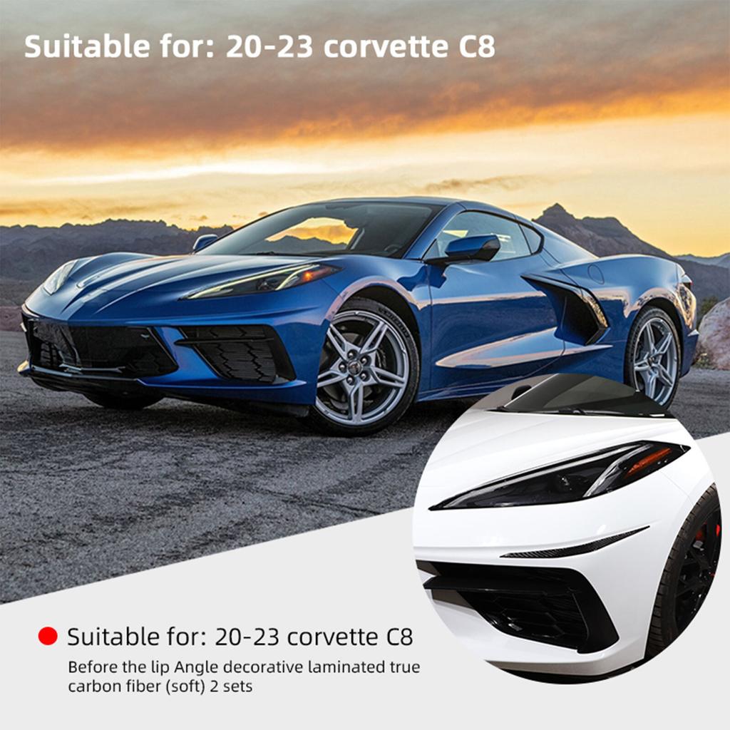 Carbon Fiber Front Bumper Lip Corner Cover Trim sticker For Corvette C8 20-25 US