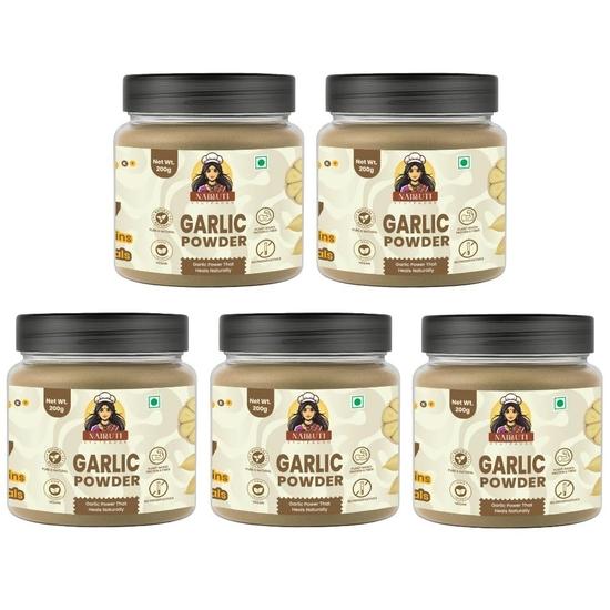 Nairuti Vyutpadan Garlic Powder 1 Kg | 100% Pure Lasan Powder for Cooking Pickles & Seasoning | No Preservatives or Fillers (200gx5)