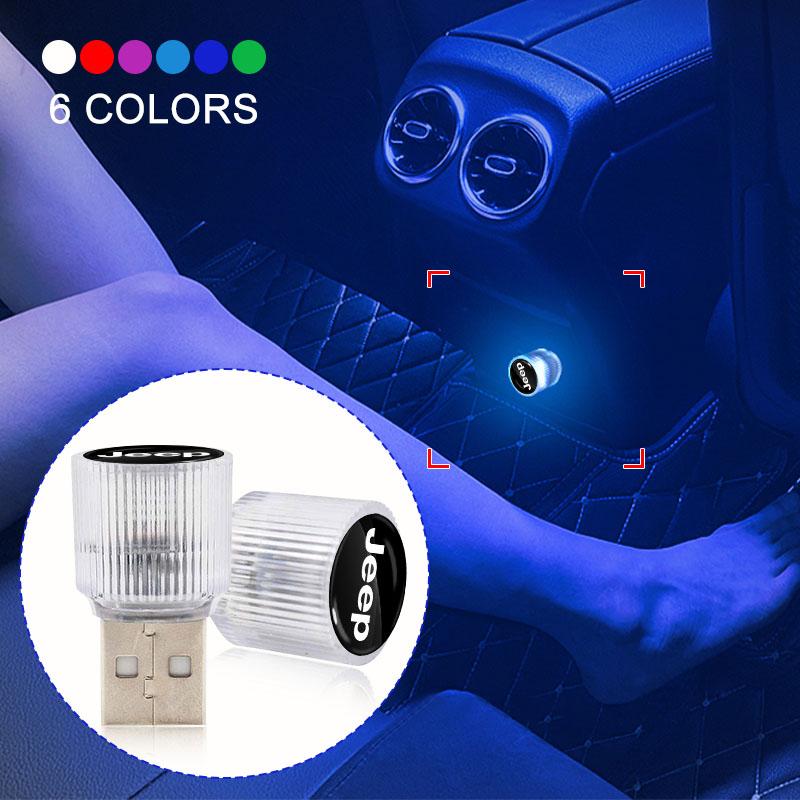 1 шт. USB Автомобильный светодиодный свет Автомобильный свет атмосферы салона Стайлинг эмблемы автомобиля Для Jeep Renegade Wrangler JK JL Grand Cherokee Compass Patriot