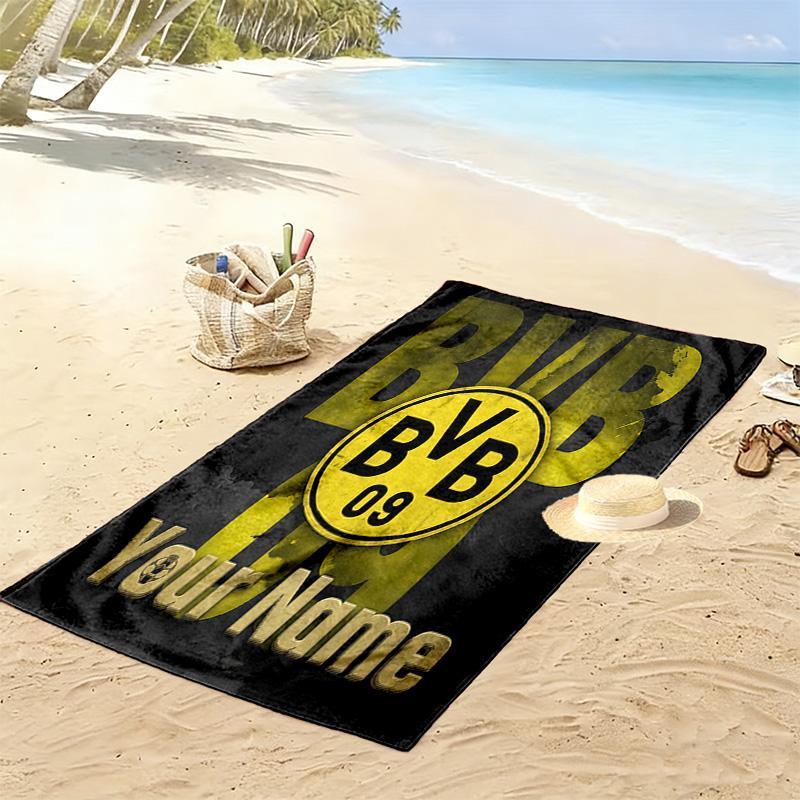 Пляжное полотенце BVB с индивидуальным именем, большое, мягкое, быстросохнущее, для пляжа, кемпинга, плавания -HE192
