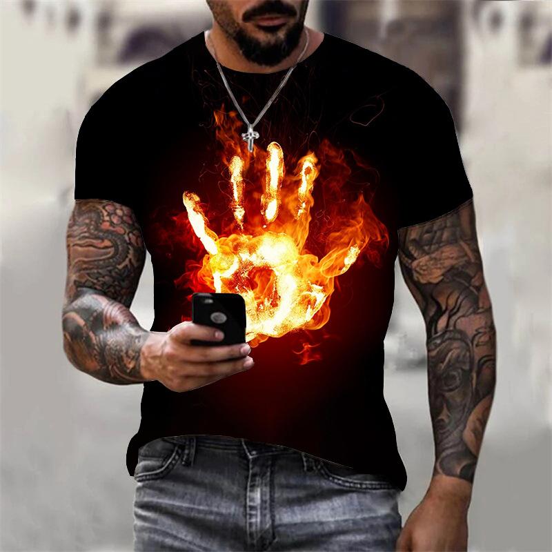 Футболка с 3D принтом Fire Eye для мужчин и женщин, повседневная летняя футболка с животными, мужские свободные топы с круглым вырезом и короткими рукавами, дышащие парные футболки