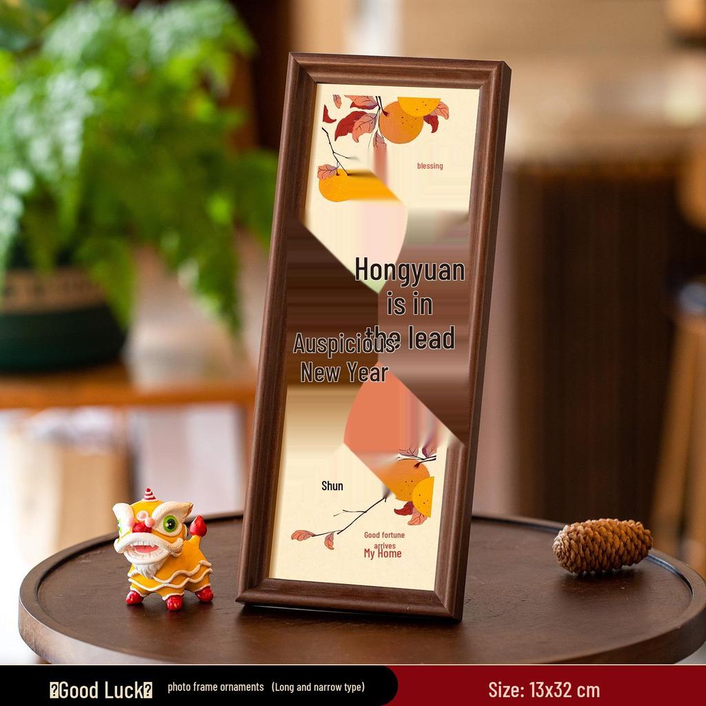 2026 Year of the Horse New Year Ornament: Calligraphy Photo Frame & God of Wealth Table Decoration