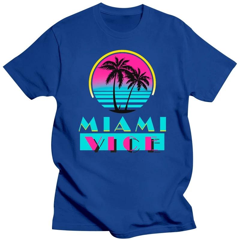 Летняя мужская черная футболка Harajuku Custom Miami Vice Tv Series T-Show Beach Logo Размер S - 5Xl, модная футболка в классическом стиле