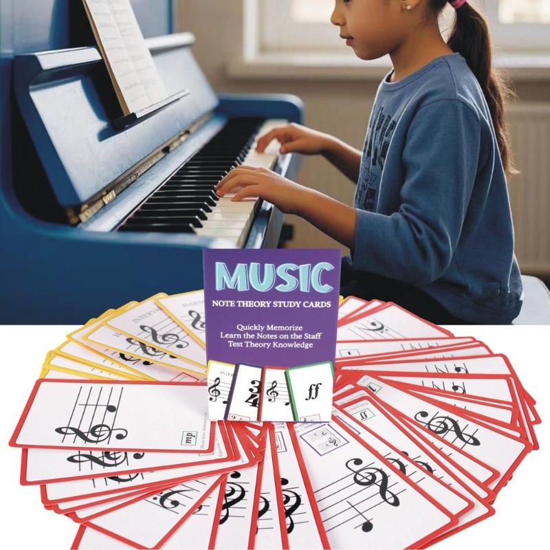 Карточки по музыкальному образованию Учебный инструмент Аккорды пианино Карточки-вопросы по теории нот пианино для начинающих Долговечные