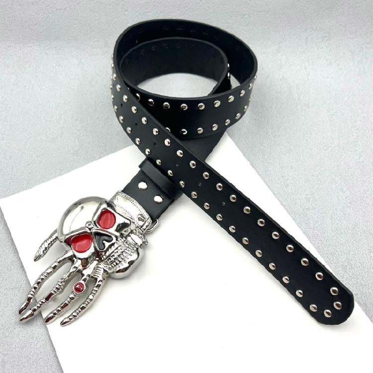 Девушка Блестящий Пояс Уличный Танец Джинсовый Пояс Декоративный Пояс с Черепом с Шипами