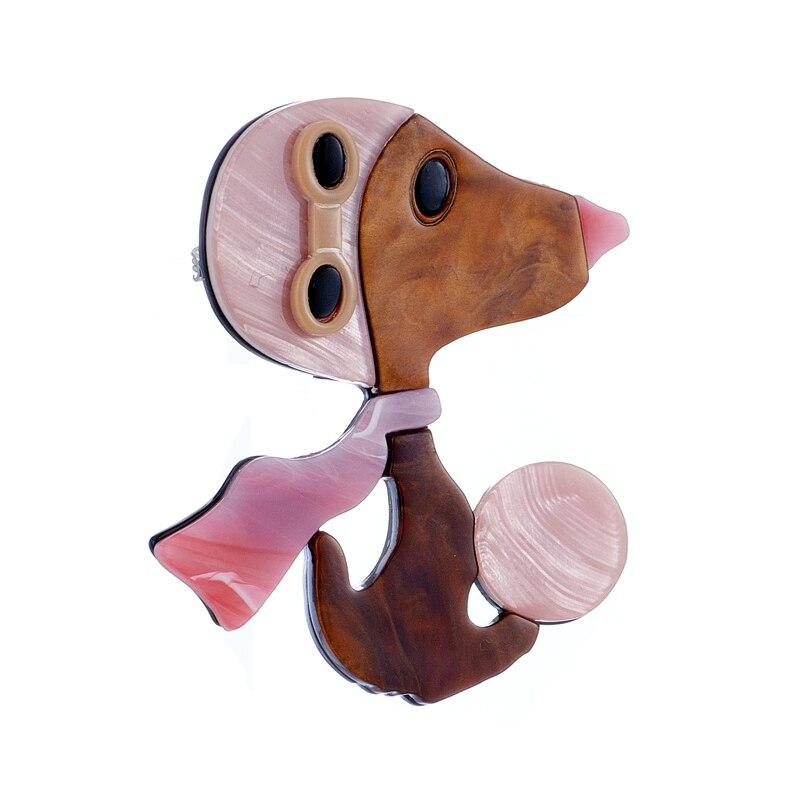 Blucome Acrylic Material Brooches Women Fashion Dog with Pink Scarf Women's Brooch New Arrival Girls Pins On Bags Clothes