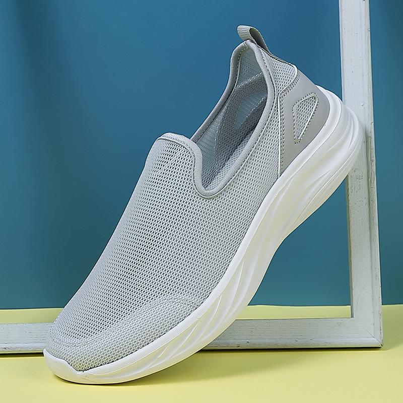 Летняя мужская обувь весна и осень черные сетчатые туфли летучая трикотажная сетка спортивные кроссовки для бега повседневная обувь на мягкой подошве универсальная обувь