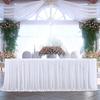 Tulle Table Skirt for Rectangular Tables White Pleated Table Cloth 6Ft/9Ft Wrinkle Free Tablecloth with Tutu Skirt for Wedding Birthday Party