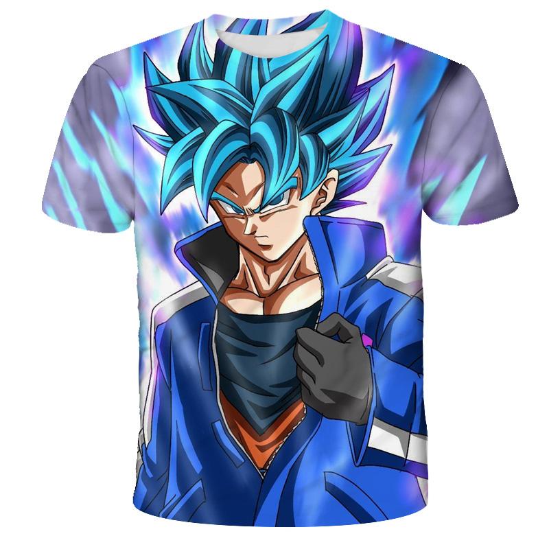 Летняя футболка Dragon Ball Z для мальчиков 3D принт Goku Мужская мода Харадзюку Повседневная футболка с коротким рукавом