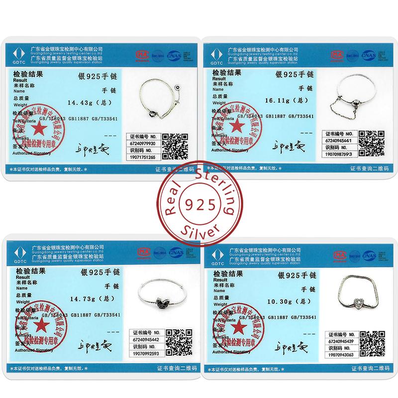 Original Bracelets 925 Silver Snowflake Heart Safety Chain Charms Bead Bracelet For Birthday Wedding Jewelry DIY Making