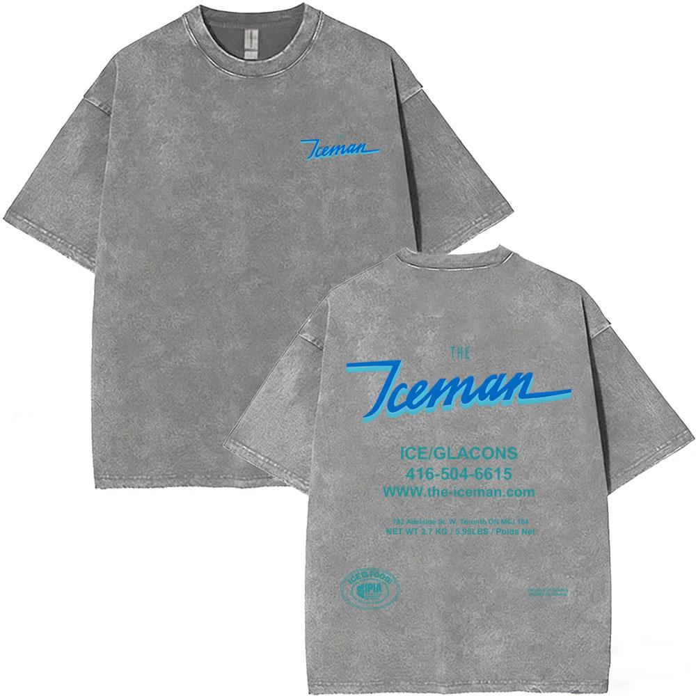 Washed Vintage Rapper Drake ICEMAN Album Graphic Tshirt Men Fashion Hip Hop Oversized T Shirts Mens High Quality Cotton Tshirt