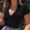 White T Shirt Crop Tops Women Summer Sexy Zipper Short Tee Top Slim Fashion Female Shirts